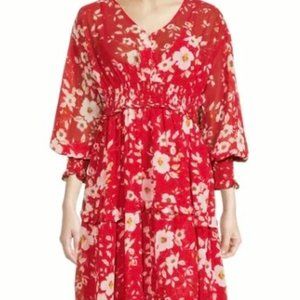 🌟Time and Tru dress long sleeve dress, red floral print, L (12-14)